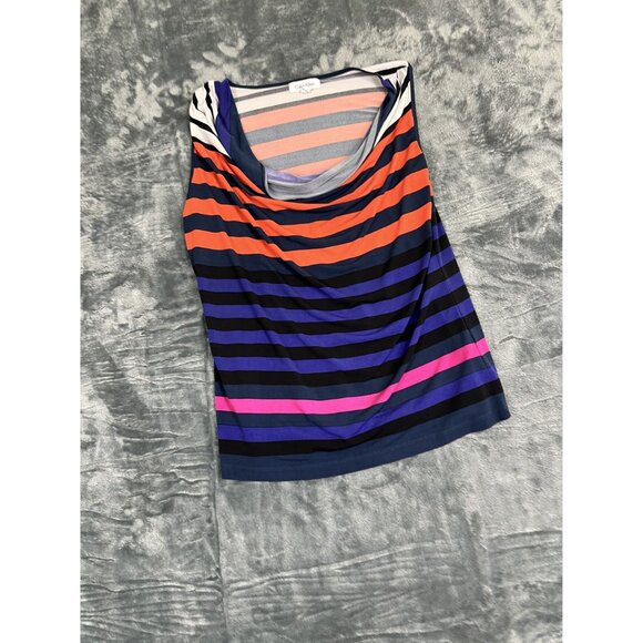 Calvin Klein Womens Striped Sleeveless Top Multicolor Scoop Neck Size M - Picture 4 of 8